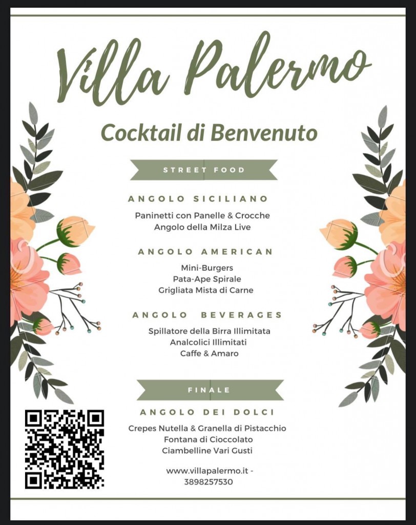 Menu Villa Palermo  - Villa Palermo - Organizzazione Eventi in Villa
